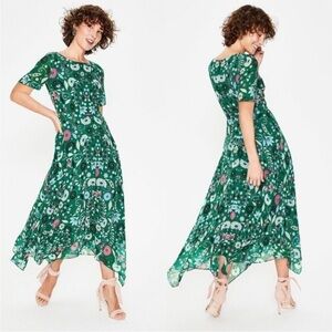 Boden Beatrix Dress Forest Folk Meadow Floral Midi Dress NWT 4 Regular